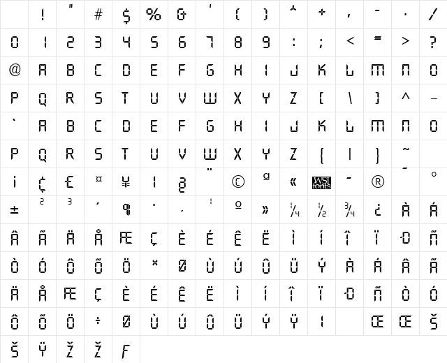 Digiface Regular Character Map Digiface Regular Character Map