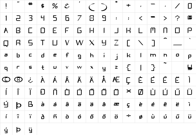 DIGITAL08 EX HU Normal Character Map