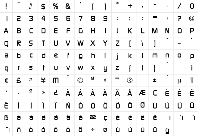 Digital-Serial Bold Character Map