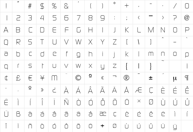 DigitalSerial Regular Character Map