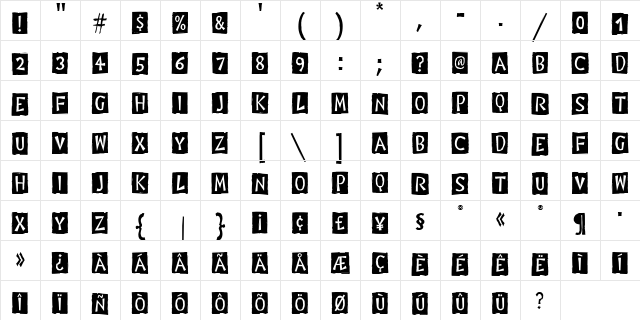 DigiWdctBlk ITC Black Character Map