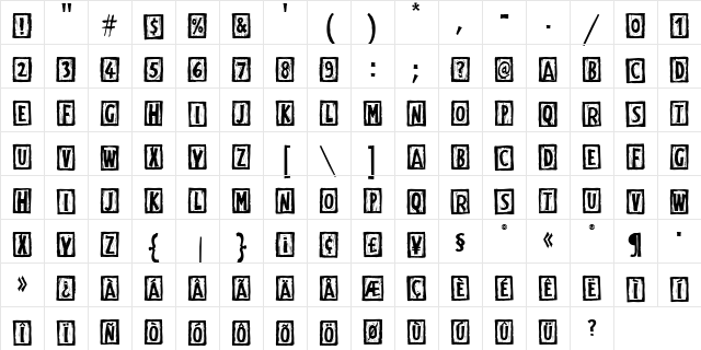DigiWdctOpn ITC Black Character Map