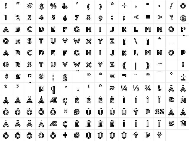 Ashley Inline Regular Character Map