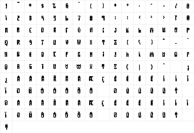 Dignity Of Labour Ink Regular Character Map