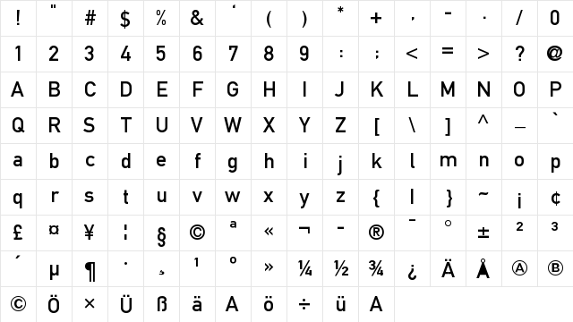 DIN 1451 Mittelschrift Alt Regular Character Map DIN 1451 Mittelschrift Alt Regular Character Map