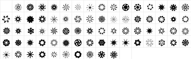 AleOrnamentsRotatoLL Regular Character Map