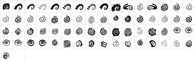 AleOrnamentsSpiratoLL Regular Character Map