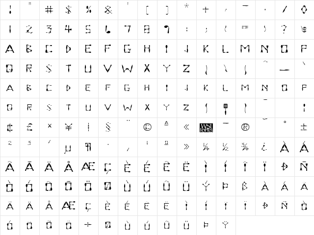 DinnerTime Regular Character Map DinnerTime Regular Character Map