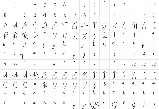 Ashley Southine Demo Regular Character Map