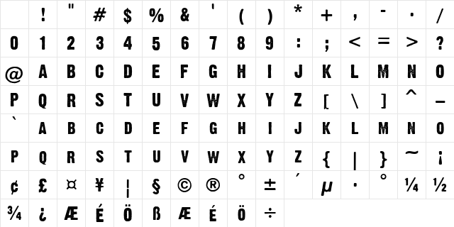 Dirty Headline Regular Character Map Dirty Headline Regular Character Map