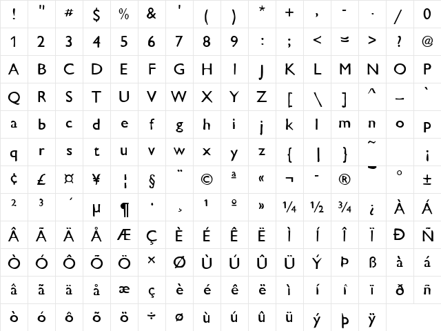 Dirty24 Becker Regular Character Map