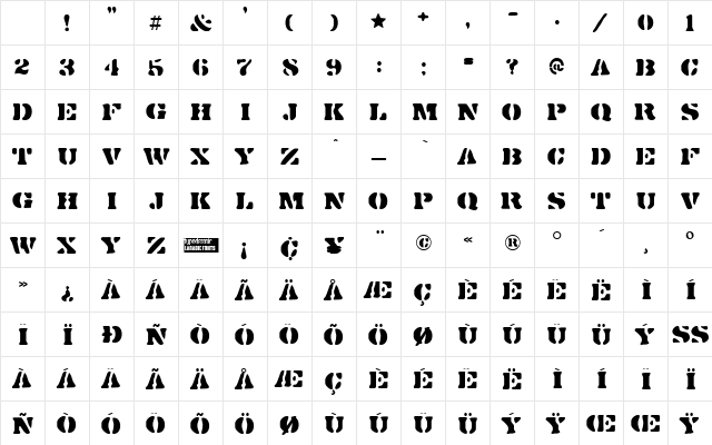 DirtyBakersDozen Regular Character Map DirtyBakersDozen Regular Character Map
