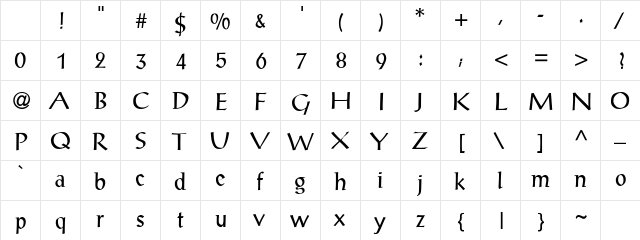 Alex-Antiqua-Bo Regular Character Map