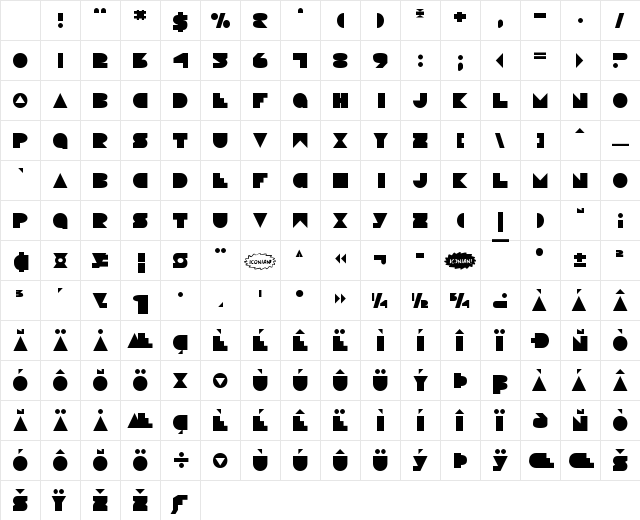Disco Deck Regular Character Map Disco Deck Regular Character Map