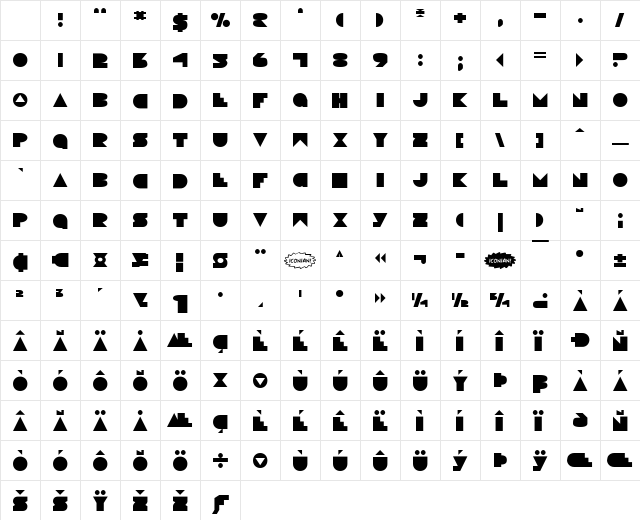 Disco Deck Regular Character Map Disco Deck Regular Character Map