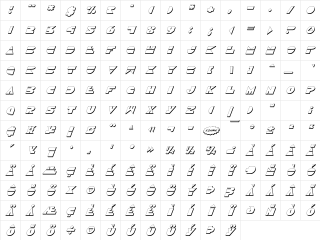 Disco Duck 3D Italic 3D Italic Character Map Disco Duck 3D Italic 3D Italic Character Map