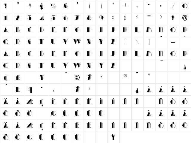 Alex Regular Character Map