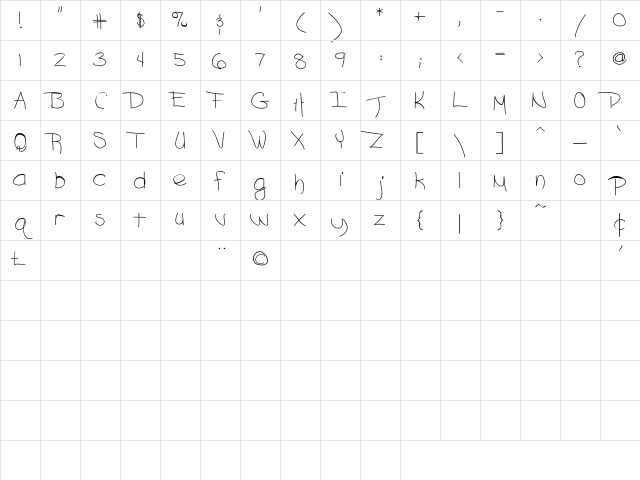 Ashley Regular Character Map