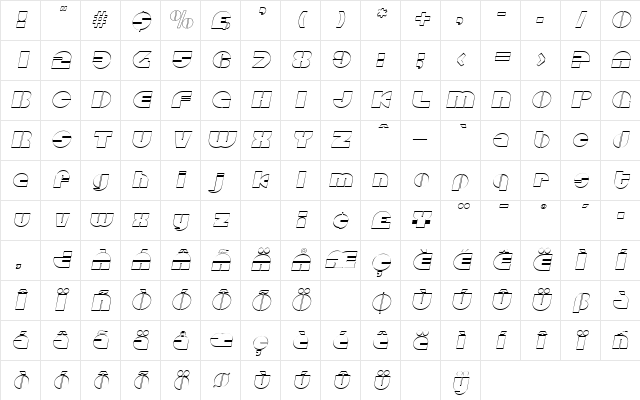 DiscoOutline Italic Character Map