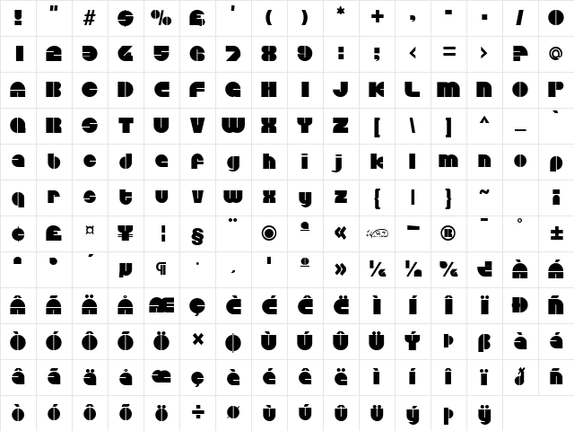 Discotheque normal Character Map Discotheque normal Character Map