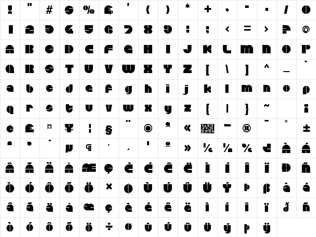 Discotheque Regular Character Map Discotheque Regular Character Map