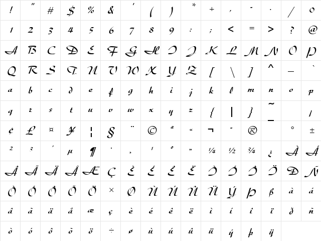 DiskusDMed Regular Character Map DiskusDMed Regular Character Map
