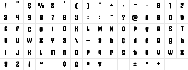 Display Plan Regular Character Map