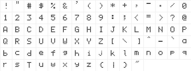 DisplayMonoA Regular Character Map