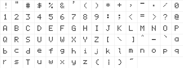 DisplayMonoB Regular Character Map