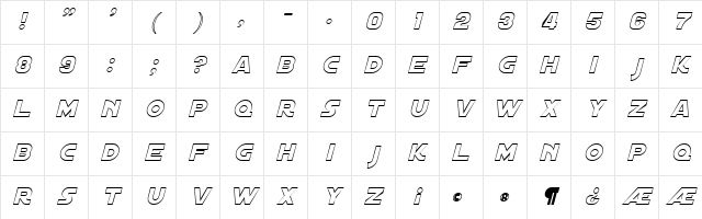 Distant Galaxy Outline Italic Character Map