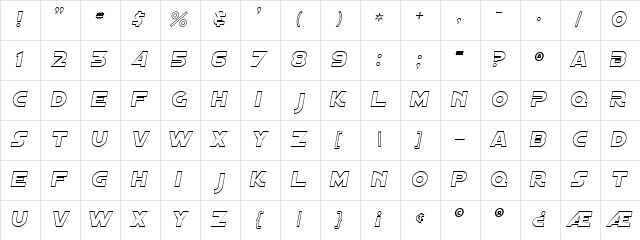 Distant Galaxy Outline Italic Character Map