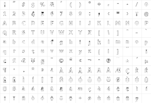 AlexanderBeckerOutline Bold Character Map