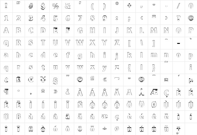 AlexanderBeckerOutline-ExBold Regular Character Map