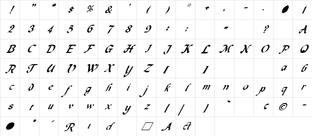 Divorce 3 Italic Character Map