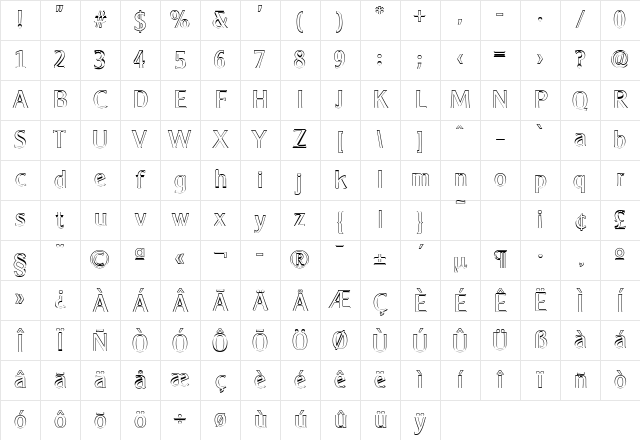 AlexanderBeckerOutline Regular Character Map AlexanderBeckerOutline Regular Character Map