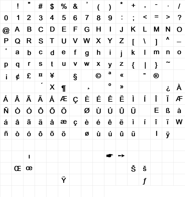 Dixon Bold Character Map Dixon Bold Character Map