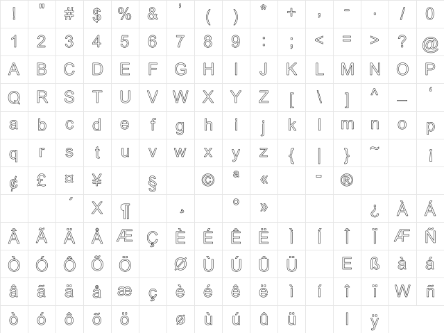 Dixon Hollow Regular Character Map