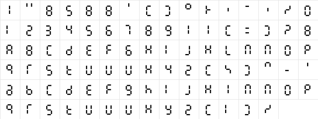7LineDigital Regular Character Map