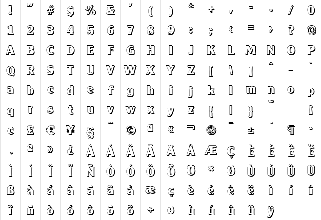 AlexanderBeckerShadow-ExBold Regular Character Map