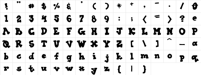 DJ Spaz Regular Character Map