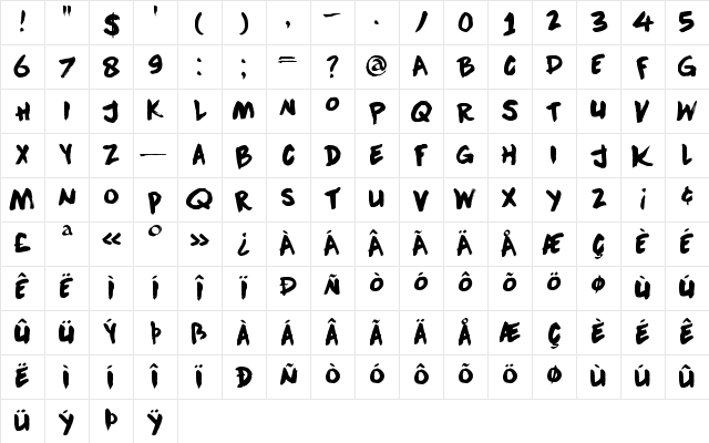 DK Downward Fall Regular Character Map