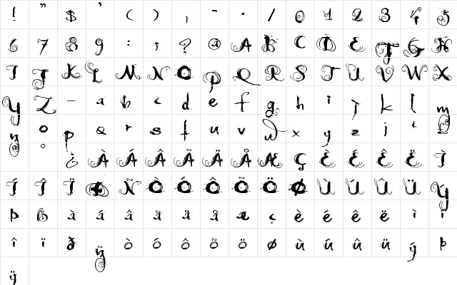DK Moonlight Shadow Regular Character Map