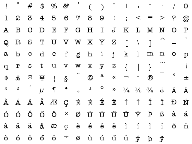 Dateline Regular Character Map