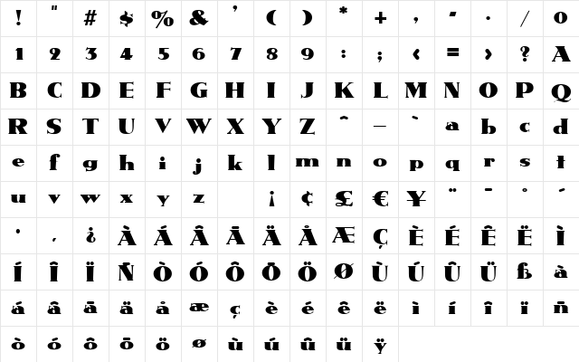 Deco-M691 Regular Character Map