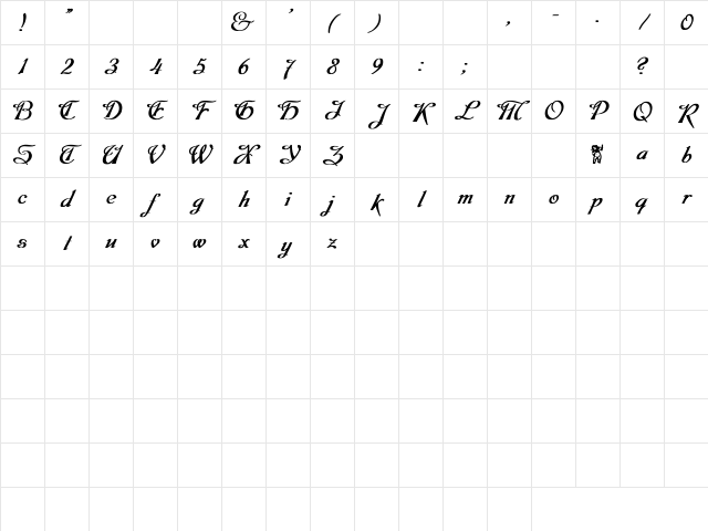 Dobkin Bold Bold Plain Character Map