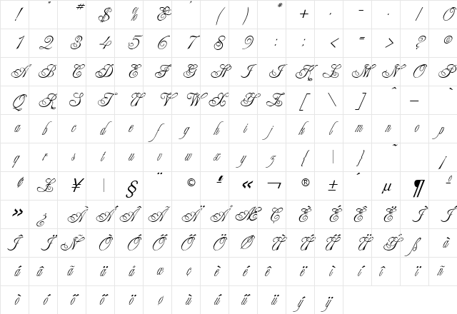 Alexei-Copperplate HU Normal Character Map Alexei-Copperplate HU Normal Character Map