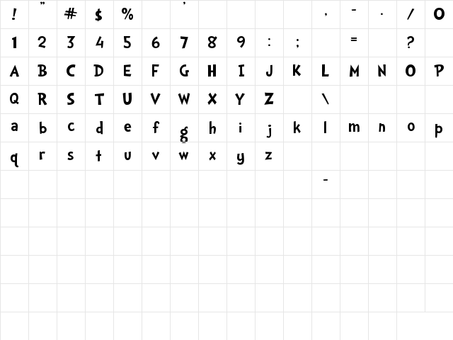 Doctor Soos Bold Bold Character Map