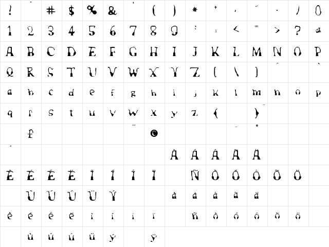 DogboySplitHome Regular Character Map