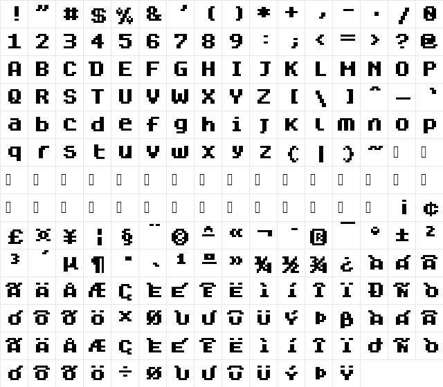 Dogica Bold Character Map