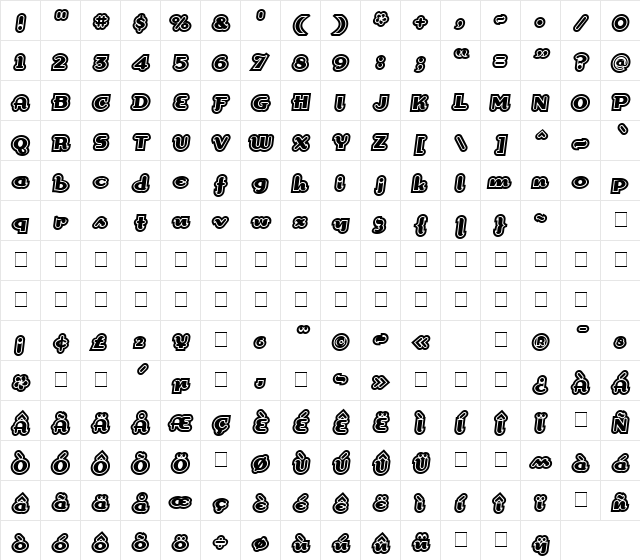 DogmaExtraOutline Extra Outline Character Map